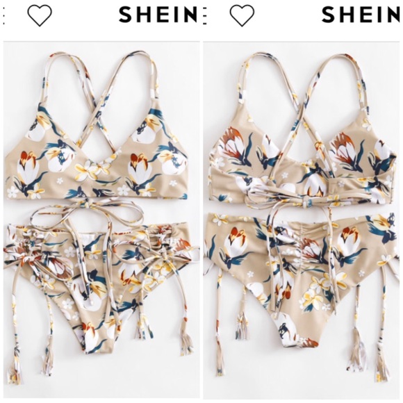 shein Other - NWT lace up tropical floral bikini swimsuit